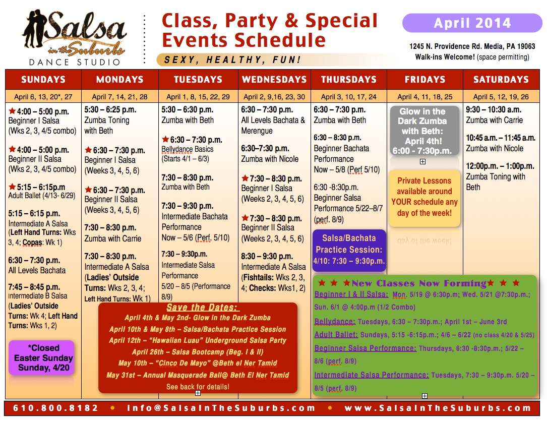 Group Class Start Dates and Schedule